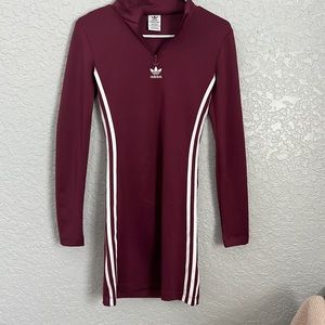 adidas maroon long sleeve collard sports dress